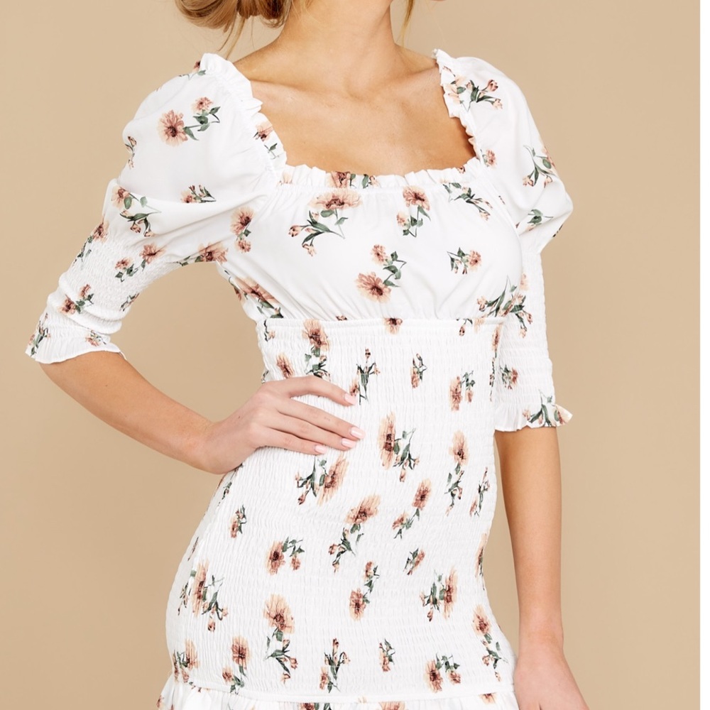 NWT Storia white floral smocked bodice dress - Picture 6 of 7